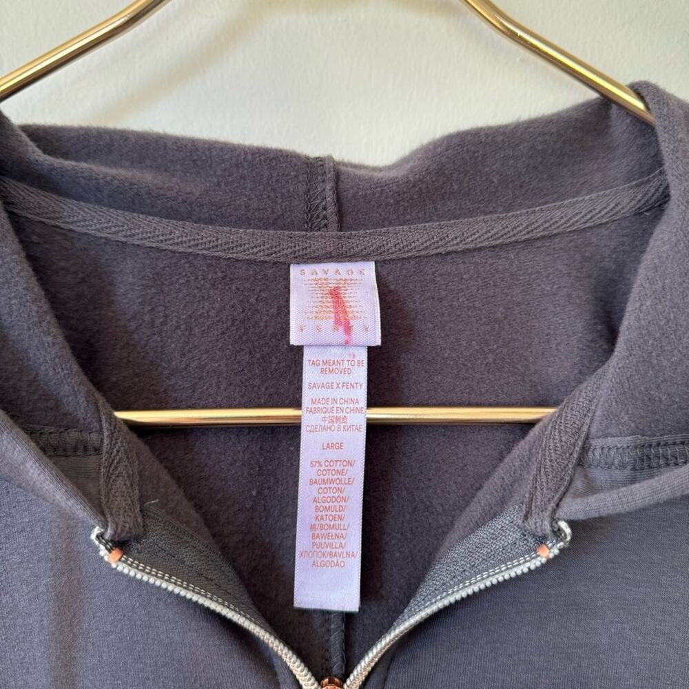 Savage X Fenty Gray Forever Showgirl Hooded One piece Jumpsuit Lounge Pajamas L - Picture 12 of 13